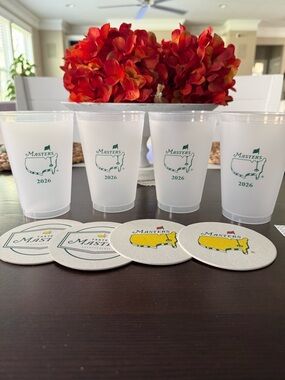 2026 Masters Plastic Souvenir Cups and 4 Coasters